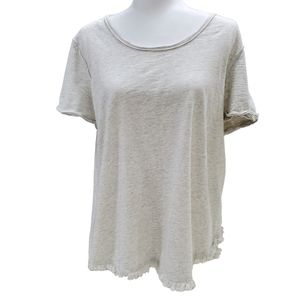 Umgee shirt women's size Medium off-white tunic inside out Laganlook Fringe